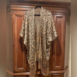 Leopard Print Fringe Kimono